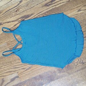 Chaser Cris Cross Tank Top Blue White Stripe Size Extra Small Spaghetti Strap